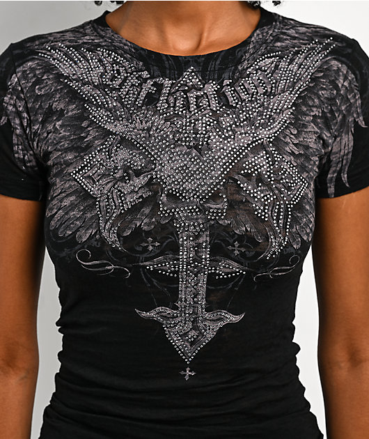 Affliction Death Eyes Black Burnout T-Shirt