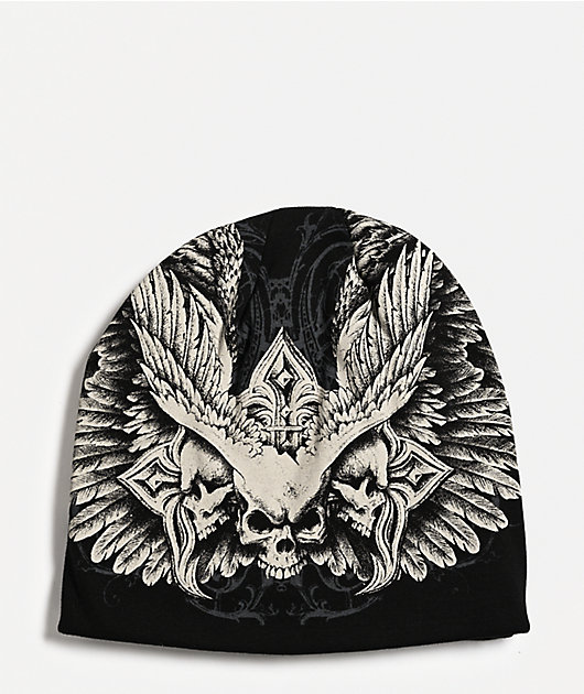 Affliction Death Eyes Black Reversible Skully Beanie