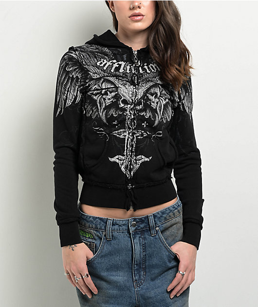 Affliction Death Eyes Black Zip Hoodie | Zumiez