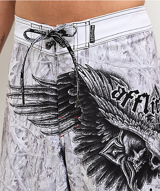 Affliction Death Eyes White Camo Board Shorts