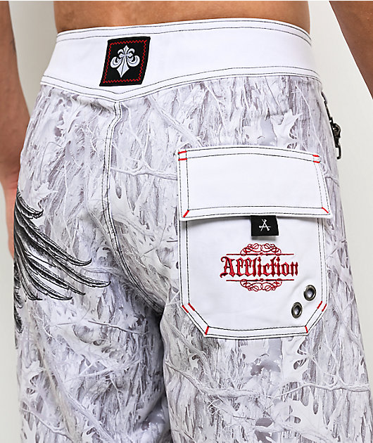 Affliction Death Eyes White Camo Board Shorts