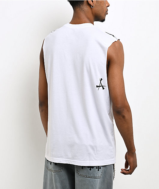 Affliction Death Eyes White Tank Top