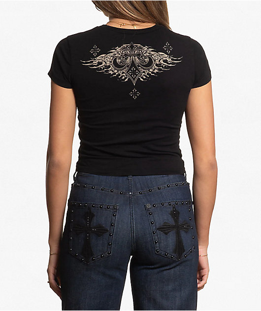 Affliction Death Slayer Black Crop T-Shirt
