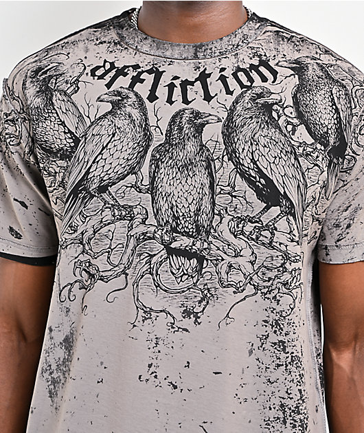Affliction Death Trial Silver Lava Wash Reversible T-Shirt