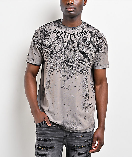 Affliction Death Trial Silver Lava Wash Reversible T-Shirt