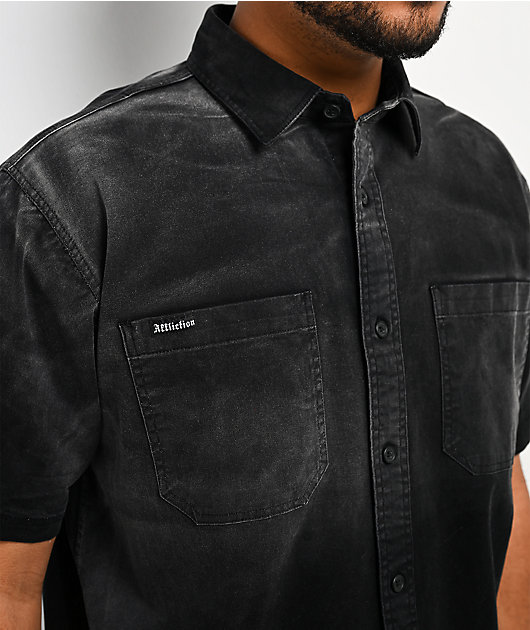 Affliction Death's Reflection Washed Black Button Up Shirt