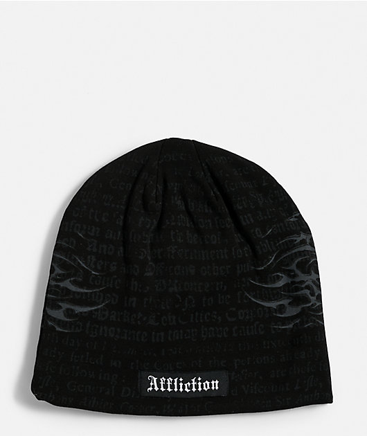 Affliction Decimation Black Reversible Skully Beanie
