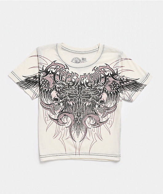 Affliction Desperate Saint White Crop T-Shirt