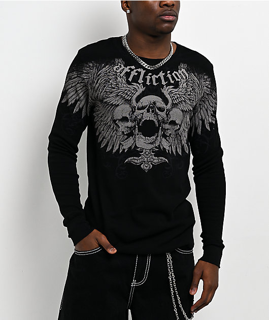 Affliction Desperation Black Thermal Long Sleeve T-Shirt