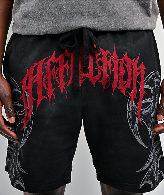 Affliction Dismay Black Wash Sweat Shorts