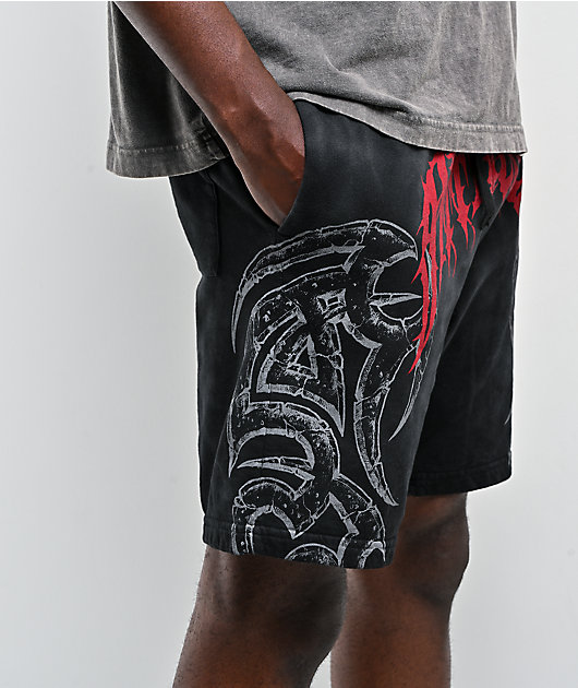 Affliction Dismay Black Wash Sweat Shorts