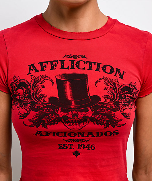 Affliction Dublin Smash Red Crop T-Shirt