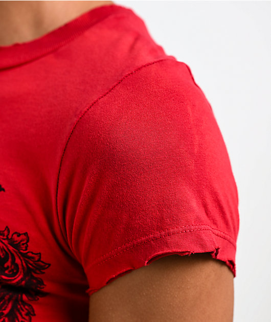 Affliction Dublin Smash Red Crop T-Shirt