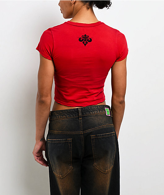 Affliction Dublin Smash Red Crop T-Shirt
