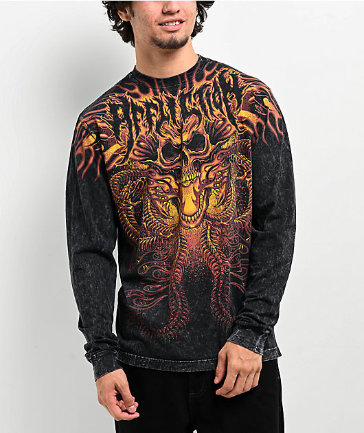 トップス Affliction Affliction Winged Up Black Thermal Long Sleeve T-Shirt | Zumiez