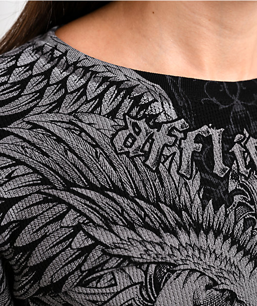 Affliction Elusive Afterlife Black Thermal Long Sleeve T-Shirt