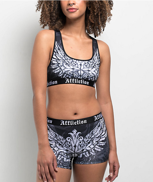 Affliction Empower Black & White Sports Bra