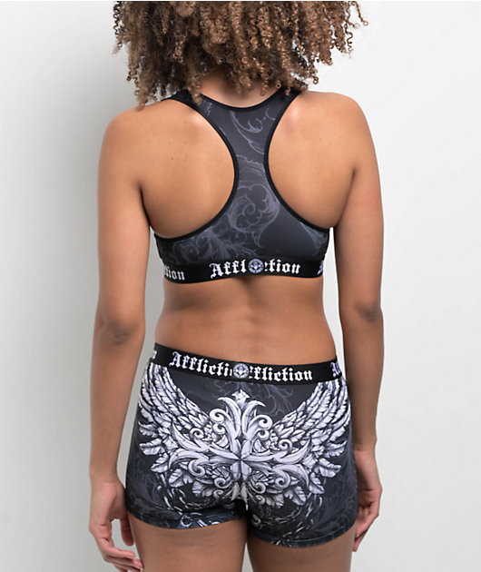 Affliction Empower Black & White Sports Bra