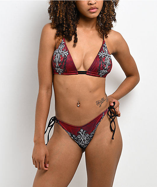 Affliction Empower Dark Red Bikini Bottom