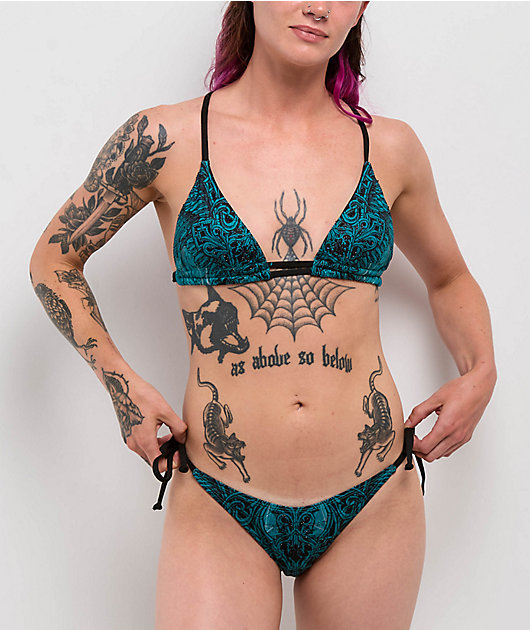 Affliction Eternal Throne Blue Triangle Bikini Top