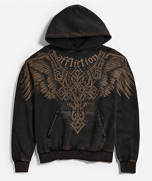 Affliction Eternal Throne Brown Wash Hoodie