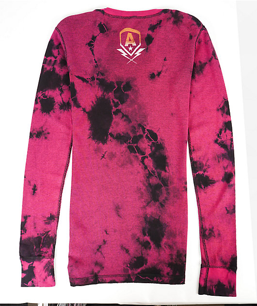 Affliction Faded Iron Pink Wash Reversible Thermal Long Sleeve T