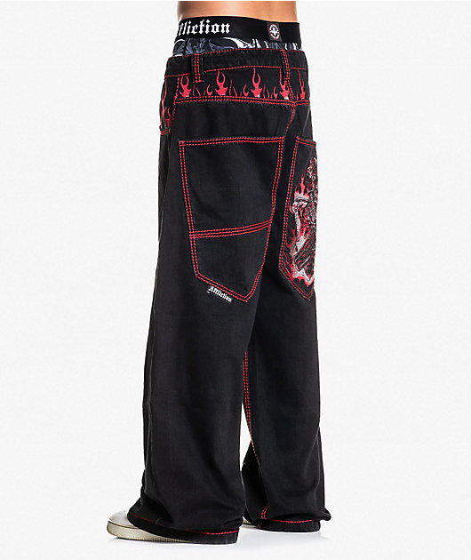 Affliction Flameful Faith Black Extra Wide Leg Jeans