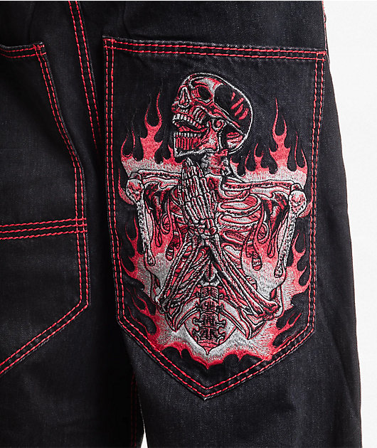 Affliction Flameful Faith Black Extra Wide Leg Jeans