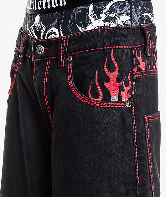 Affliction Flameful Faith Black Extra Wide Leg Jeans