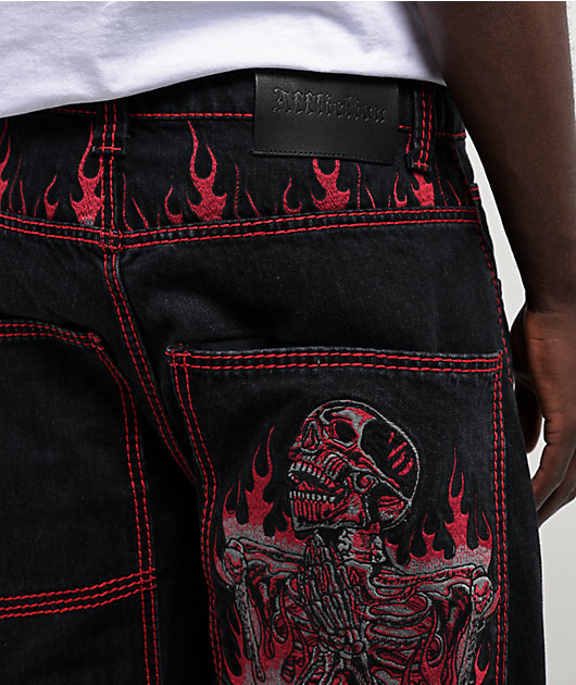 Affliction Flameful Faith Black Wide Leg Jeans