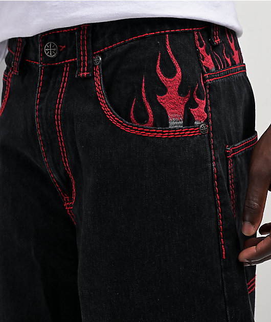 Affliction Flameful Faith Black Wide Leg Jeans