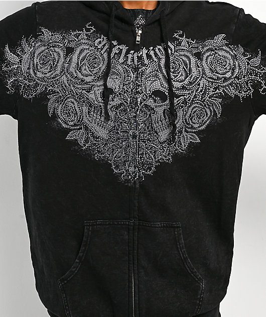 Affliction Forgotten Black Wash Zip Hoodie