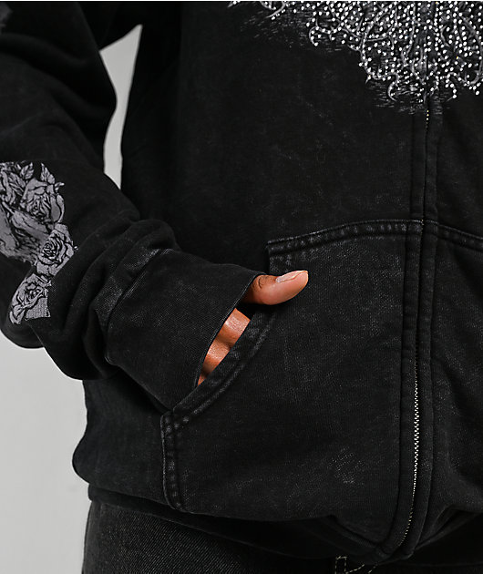 Affliction Forgotten Black Wash Zip Hoodie