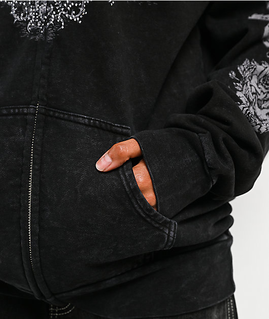 Affliction Forgotten Black Wash Zip Hoodie