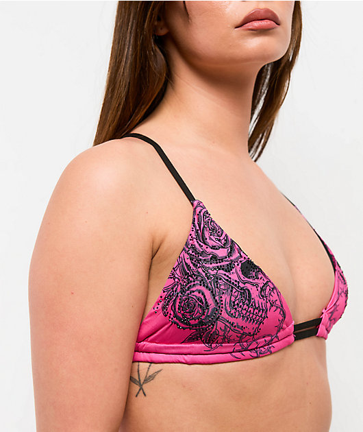 Affliction Forgotten Pink Triangle Bikini Top