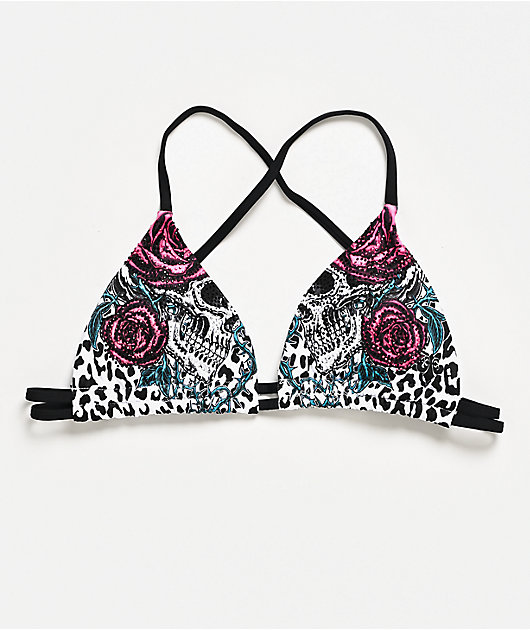 Affliction Forgotten White Triangle Bikini Top