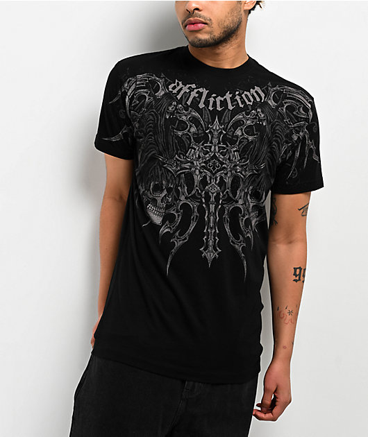 00s Affliction Haunted Passage USA製 Tシャツ Affliction Haunted Passage Reflective Black T-Shirt | Zumiez
