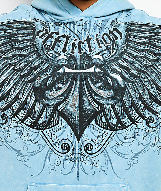 Affliction Ice Blade Blue Wash Hoodie