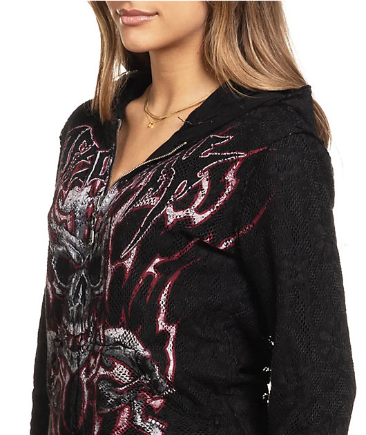 Affliction Iced Inferno Black Zip Hoodie