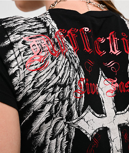 Affliction Imperial Life Black Crop T-Shirt