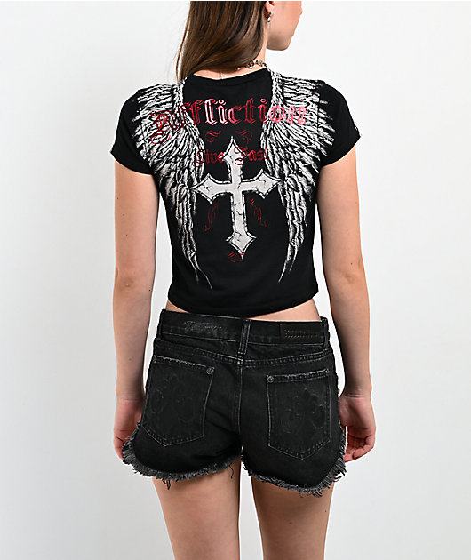 Affliction Imperial Life Black Crop T-Shirt