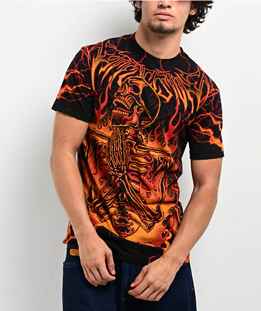 Affliction Infernal Nightmare Black & Red T-Shirt | Zumiez