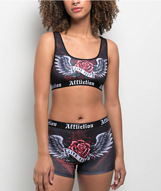 Affliction Ion Black & Red Boyshort Underwear