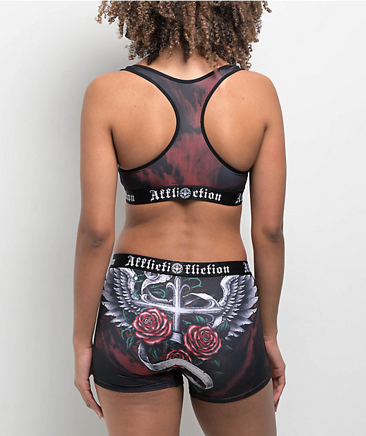 Affliction Ion Black & Red Sports Bra