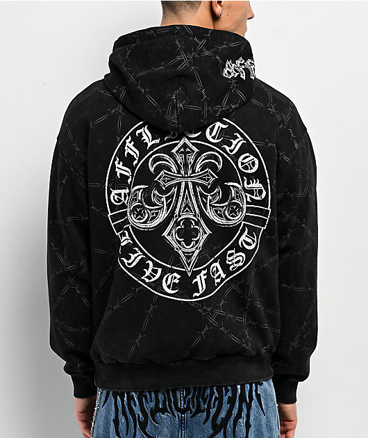 服/ファッション PeterStone: Reversible Earth Cycle Flip Affliction Iron Briar Black Wash Zip Hoodie | Zumiez
