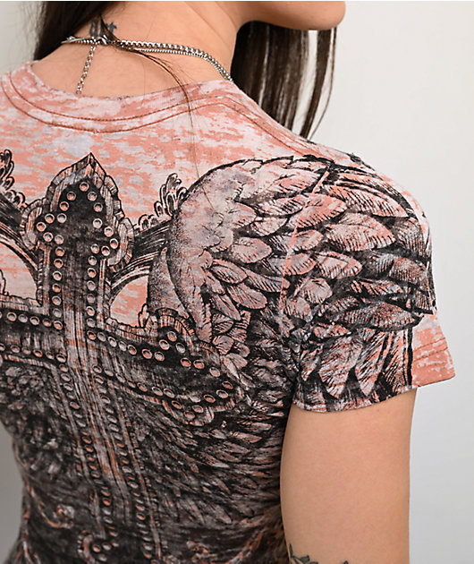 Affliction Isabella Black Burnout T-Shirt