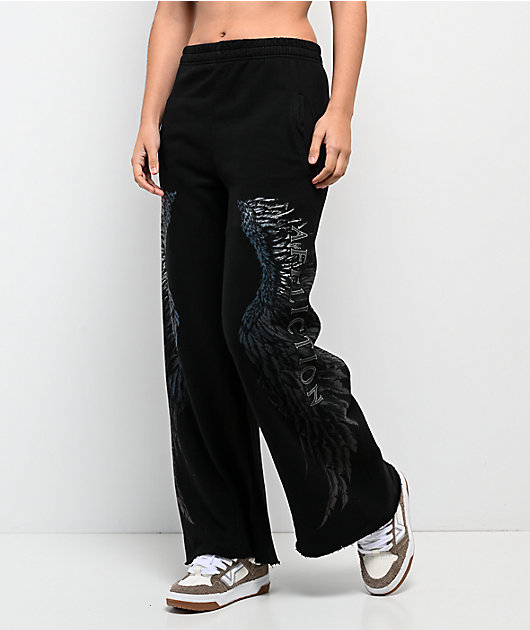 Affliction Isadore Black Wide Leg Sweatpants