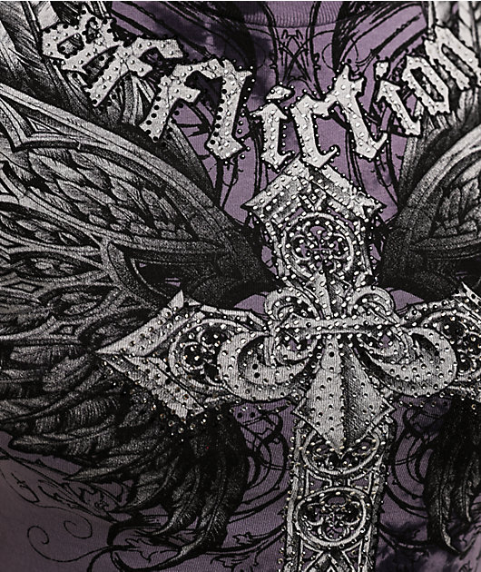 Affliction Jovial Purple Tie Dye Crop T-Shirt