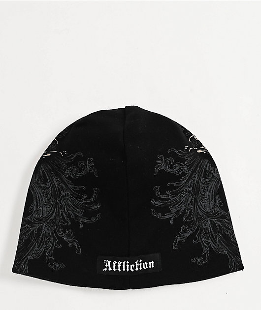 Affliction Jump Black Wash Reversible Skully Beanie | Zumiez