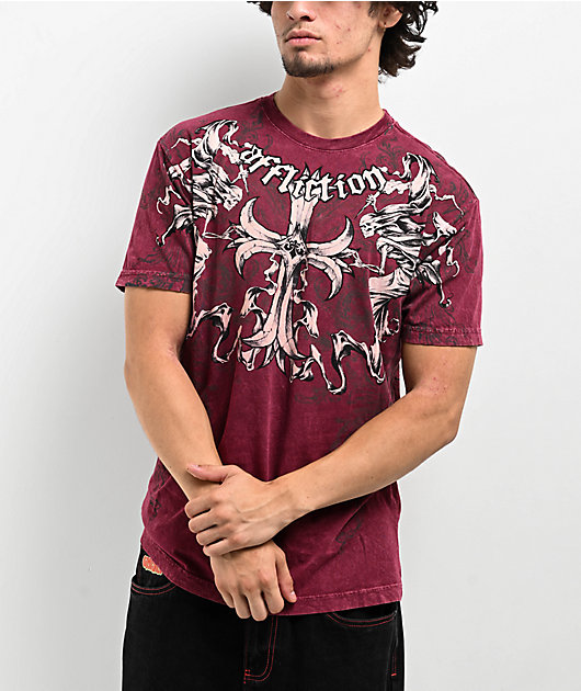 Affliction Jump Burgundy T-Shirt | Zumiez